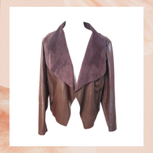 Load image into Gallery viewer, Bagatelle Chocolate Brown Open Front Faux Leather Jacket (Pre-Loved) Large