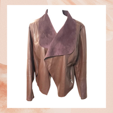 Load image into Gallery viewer, Bagatelle Chocolate Brown Open Front Faux Leather Jacket (Pre-Loved) Large