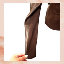 Load image into Gallery viewer, Bagatelle Chocolate Brown Open Front Faux Leather Jacket (Pre-Loved) Large