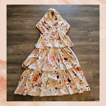 Load image into Gallery viewer, Express Pink & Cream Floral Linen Tiered Midi Dress (Pre-Loved) Size Medium