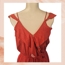 Load image into Gallery viewer, Express Deep Coral Ruffle High-Lo Midi Dress (Pre-Loved) Size Large