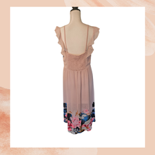 Load image into Gallery viewer, Express Light Pink Floral Sheer Cold Shoulder Midi Dress (Pre-Loved) Size Large