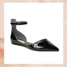 Load image into Gallery viewer, Franco Sarto Black Patent Leather Racer Ankle Strap Flats (Pre-Loved) Size 8