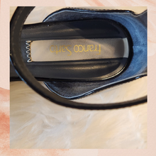 Load image into Gallery viewer, Franco Sarto Black Patent Leather Racer Ankle Strap Flats (Pre-Loved) Size 8