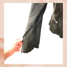 Carica l'immagine nel visualizzatore della galleria, INC Black Ruffle Sleeve Faux Leather Jacket (Pre-Loved) Small