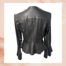 Carica l'immagine nel visualizzatore della galleria, INC Black Ruffle Sleeve Faux Leather Jacket (Pre-Loved) Small