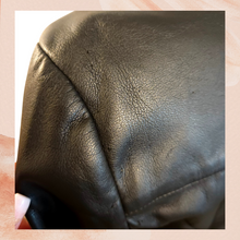 Carica l'immagine nel visualizzatore della galleria, INC Black Ruffle Sleeve Faux Leather Jacket (Pre-Loved) Small