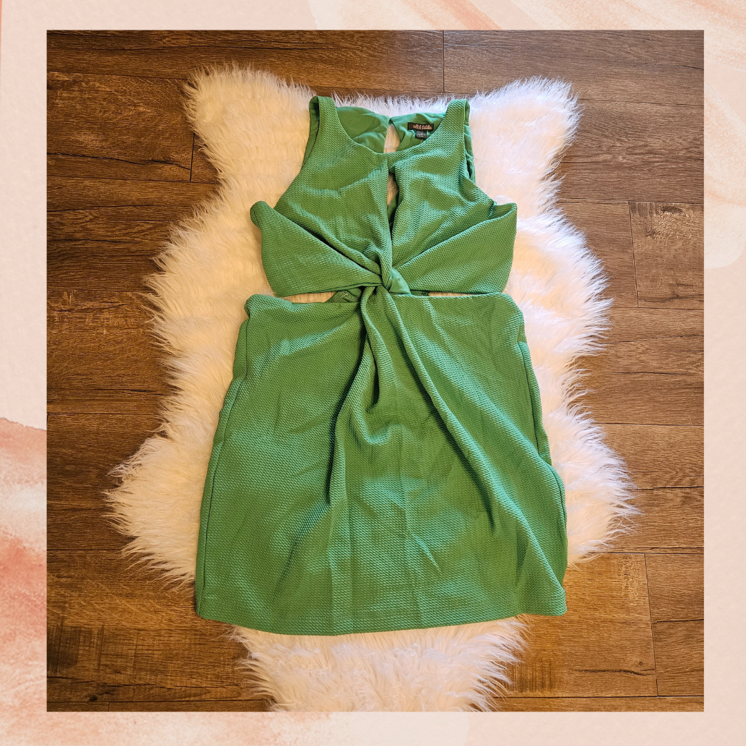 Jade Green Twist Front Cut-Out Mini Dress NWT Large Jade Green Twist Front Cut-Out Mini Dress NWT Large