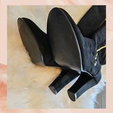 Load image into Gallery viewer, Journee Collection Black Soft Faux Suede Tall Heeled Boots (Pre-Loved) Size 10