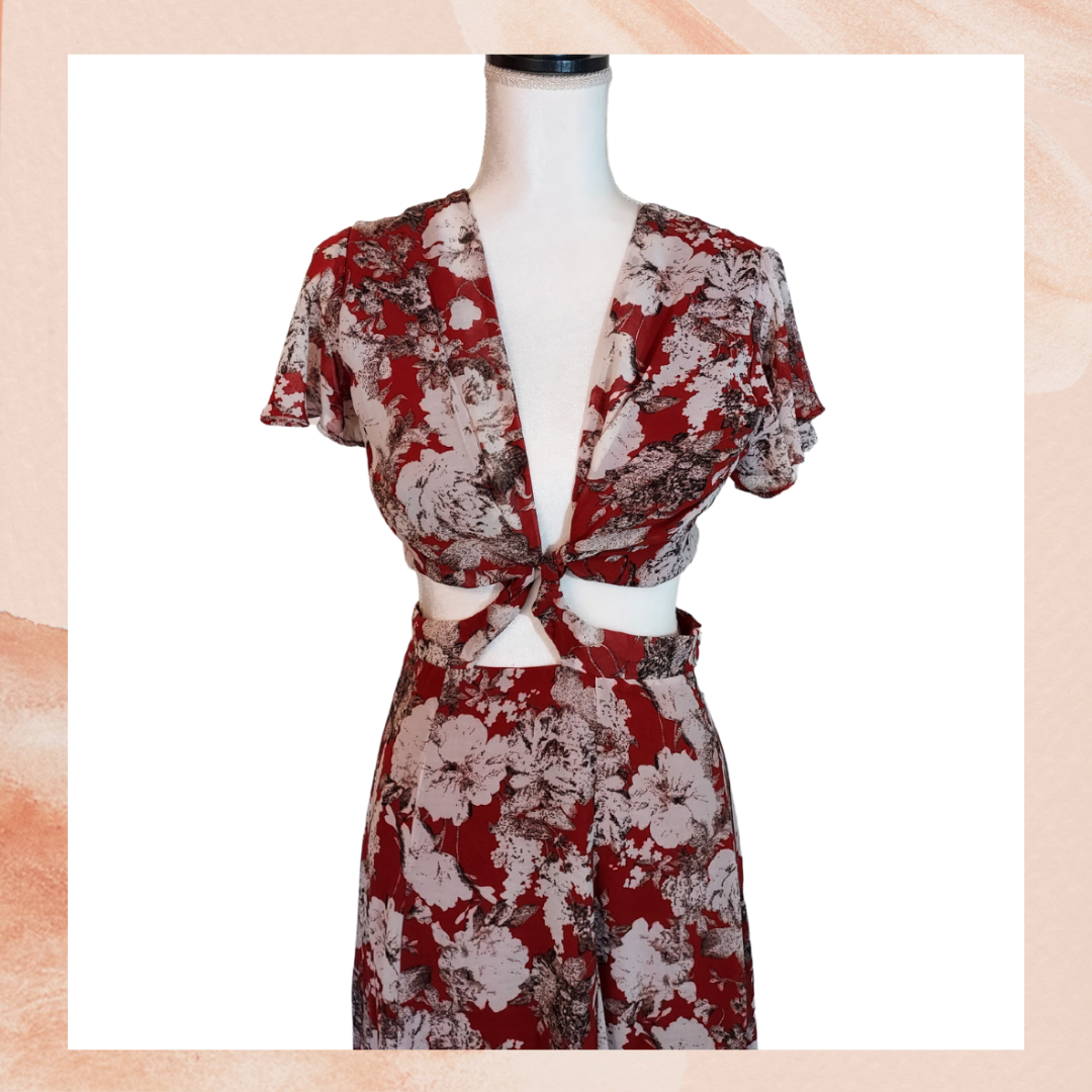 Luxxel Rust Red Floral Sheer Cut-Out Maxi Dress (Pre-Loved) Large – Taylor  & Cambria