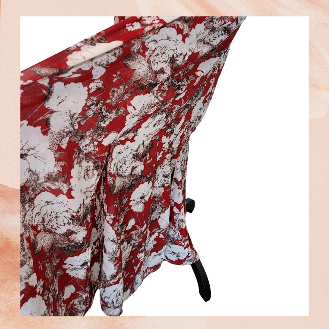 Luxxel Rust Red Floral Sheer Cut-Out Maxi Dress (Pre-Loved) Large – Taylor  & Cambria