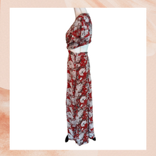 Laden Sie das Bild in den Galerie-Viewer. Luxxel Rust Red Floral Sheer Cut-Out Maxi Dress (Pre-Loved) Large