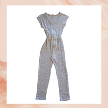 Load image into Gallery viewer, Soft Knit Gray & White Striped Ankle Length Jumpsuit (Pre-Loved) See Measurements