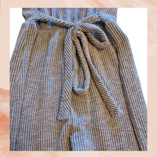 Load image into Gallery viewer, Soft Knit Gray & White Striped Ankle Length Jumpsuit (Pre-Loved) See Measurements