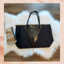 Chargez l'image dans la visionneuse de la galerie, Victoria's Secret Black Patent Metallic Canvas Shoulder Bag (Pre-Loved)