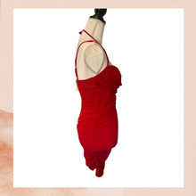 Load image into Gallery viewer, Windsor Red Mesh Layered Ruched Spaghetti Strap Mini Dress NWT Size Medium