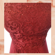 Load image into Gallery viewer, Burgundy Embellished Sequin Formal Prom Dress Size 7 (Pre-Loved)
