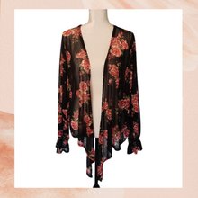 Load image into Gallery viewer, Floral Sheer Front-Tie Cover-Up XL
