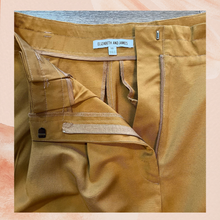 Load image into Gallery viewer, Gold Mustard High Waist Pleated Trousers (Pre-Loved) Size 10