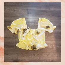 Load image into Gallery viewer, H&amp;M Yellow Sunflower Smocked Top Medium (Pre-Loved)
