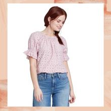 Load image into Gallery viewer, Lilac Flutter Sleeve Eyelet Blouse Small
