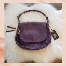 Load image into Gallery viewer, Moda Luxe Eggplant Purple Crossbody Satchel Purse NWT Large
