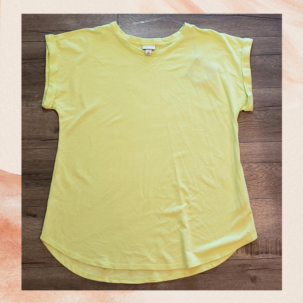 Neon Green Capped Sleeve Tee Size X (14W)
