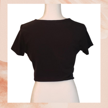 Load image into Gallery viewer, Whiskey Girl Leather Lace Up Crop Tee XL
