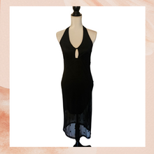 Load image into Gallery viewer, 90&#39;s Black Halter Sheer Midi Bodycon Dress NWT
