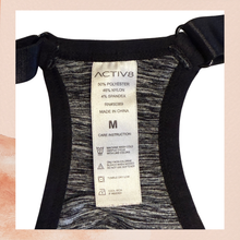 Laden Sie das Bild in den Galerie-Viewer. Activ8 Gray &amp; Black Spacedye Zip-Front Racerback Sports Bra (Pre-Loved) Size Medium
