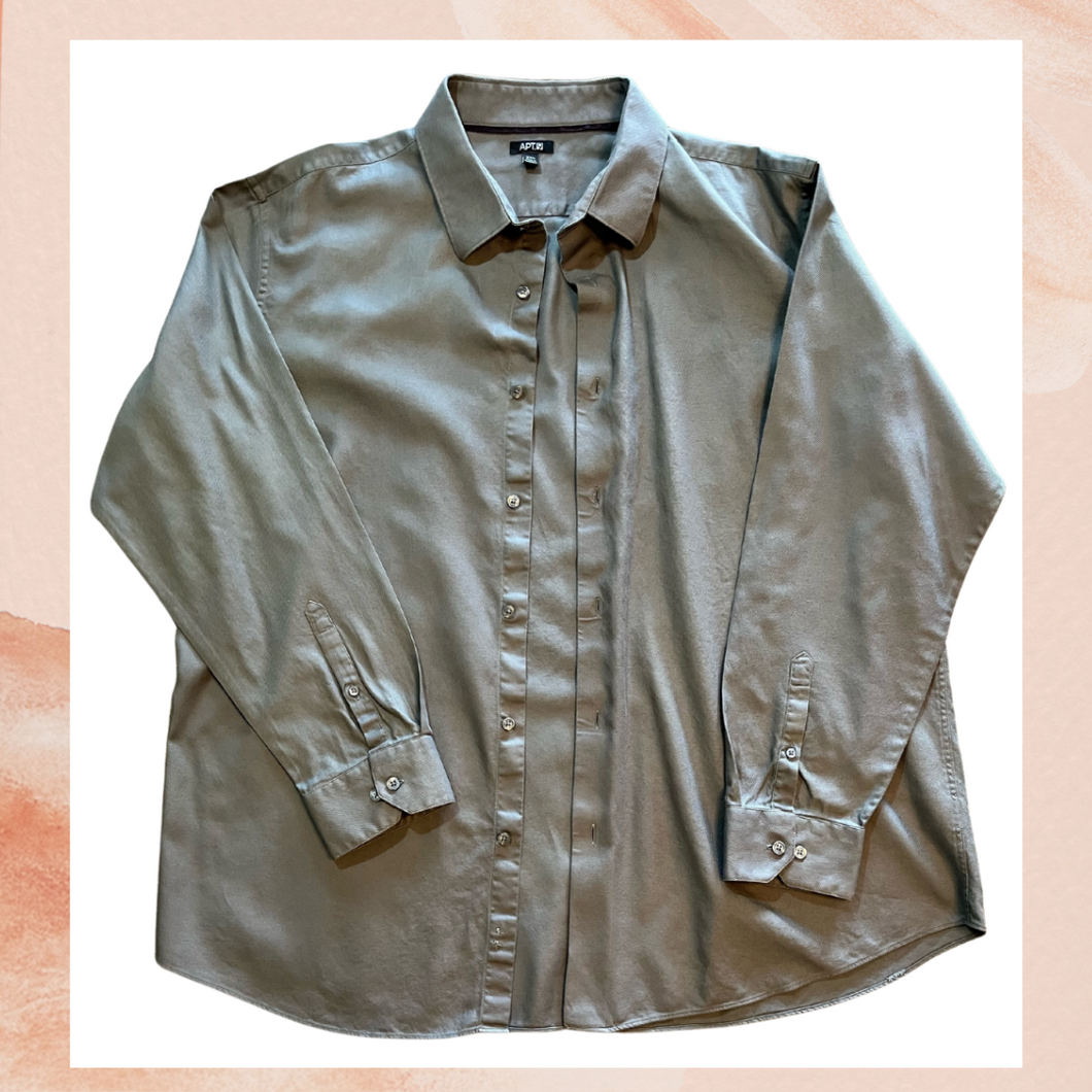 Apt. 9 Gray Soft Long Sleeve Button-Down Shirt (Pre-Loved) XXL