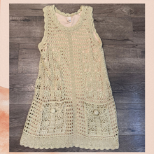 Cargue la imagen en el visor de la galería, Audrey 3+1 Beige Crochet Gold Flecked Tank Mini Dress (Pre-Loved) Size Medium
