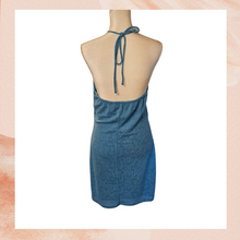 Load image into Gallery viewer, Azure Blue Halter Bodycon Mini Dress NWT Size Large
