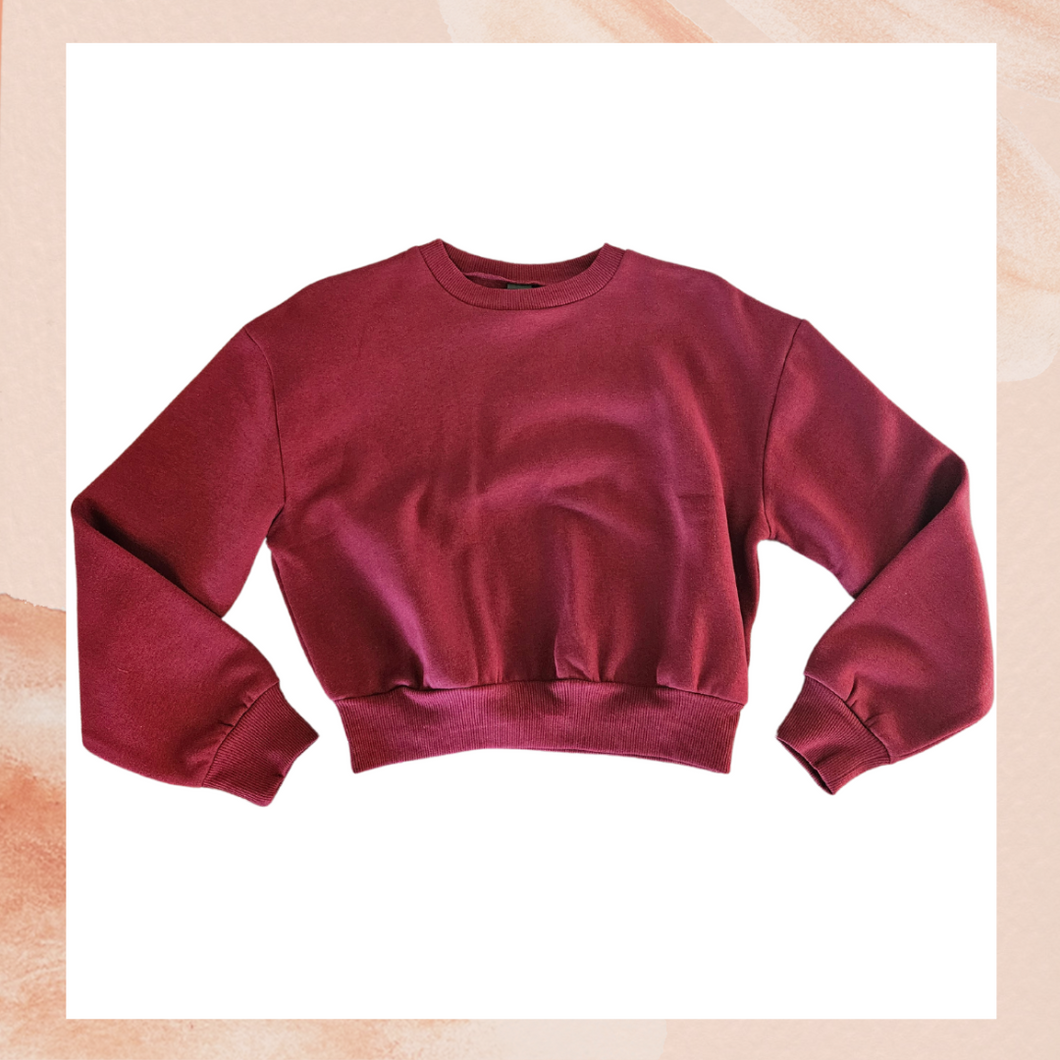 Berry Maroon Classic Cropped Sweatshirt NWT