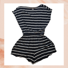 Carregue a imagem no visualizador da Galeria, Billabong Black &amp; White Striped Ribbed Romper (Pre-Loved) Small
