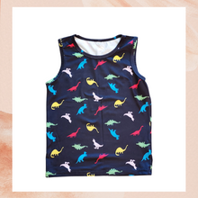 Chargez l&#39;image dans la visionneuse de la galerie, Black Dinosaur Print Tank Top (Pre-Loved) Boy&#39;s Size 6
