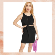 Carregue a imagem no visualizador da Galeria, Black Twist Front Cut-Out Mini Dress NWT Size Medium
