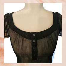 Carregue a imagem no visualizador da Galeria, Black Sheer Shimmer Ruffle Sleeve Blouse (Pre-Loved) OS
