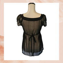 Carregue a imagem no visualizador da Galeria, Black Sheer Shimmer Ruffle Sleeve Blouse (Pre-Loved) OS
