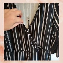 Load image into Gallery viewer, Black and White Striped Wide Leg Cropped Jumpsuit NWOT XXL
