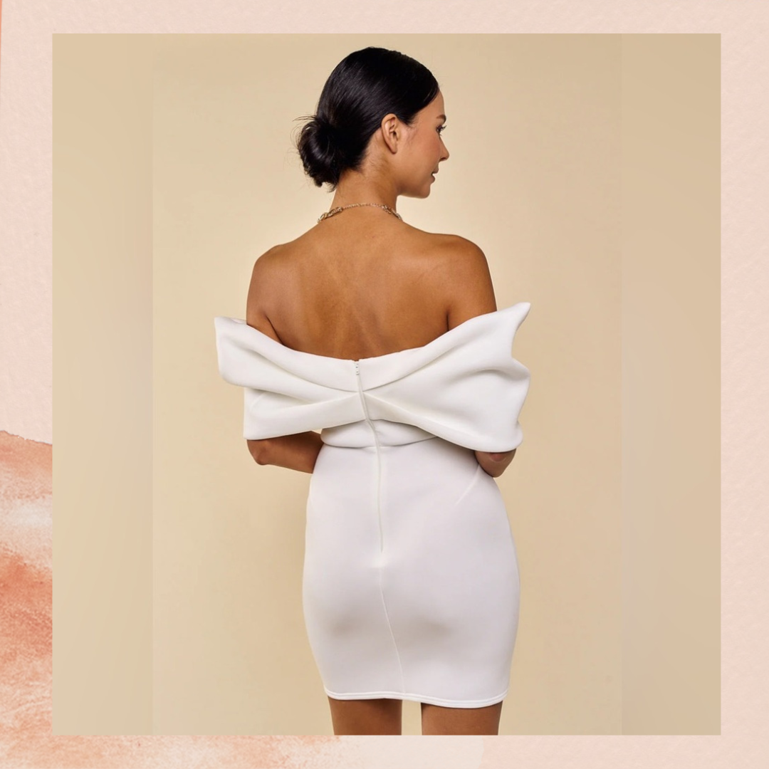 Blue Blush White Strapless Bow-Front Off-Shoulder Mini Dress NWT Size
