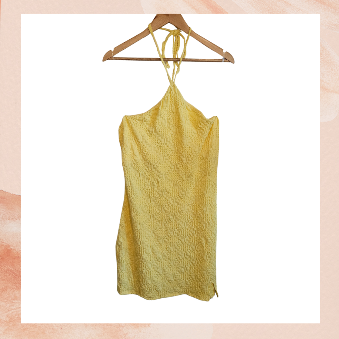 Bright Yellow Halter Bodycon Mini Dress NWT – Taylor & Cambria