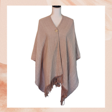 Load image into Gallery viewer, Calvin Klein Beige Cape Sweater Fringe Poncho (Pre-Loved) One Size
