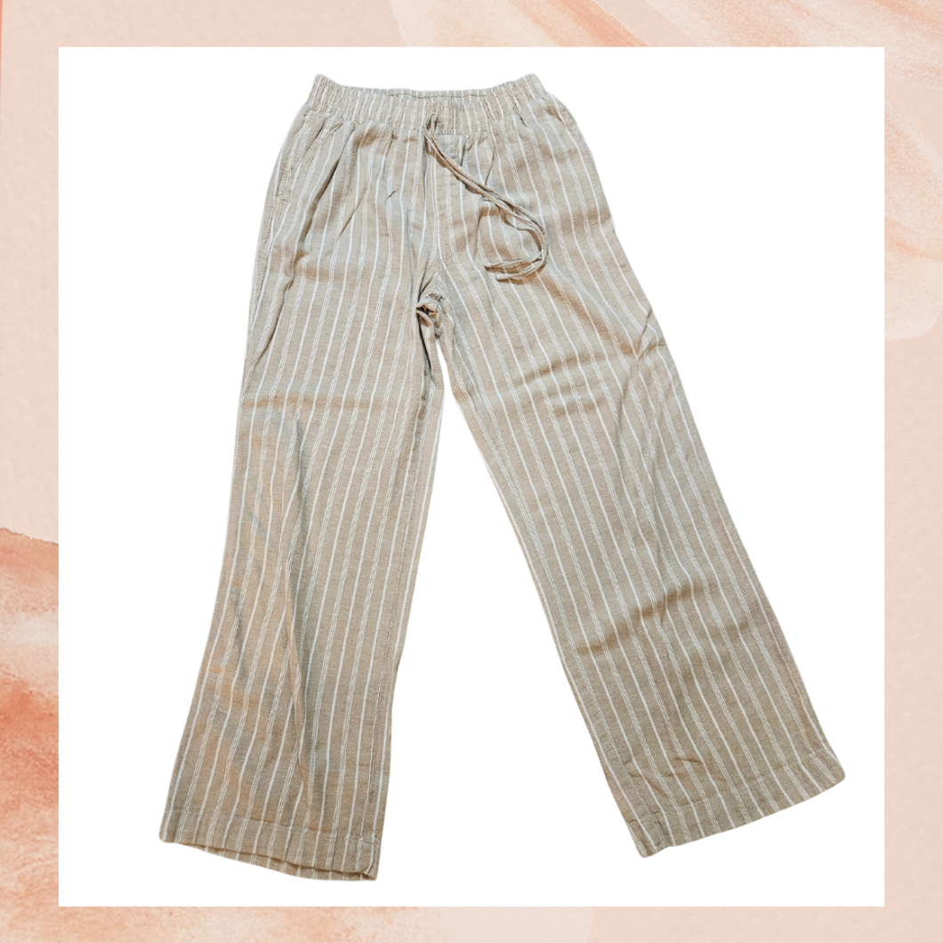 Cream & White Striped Linen Pants (Pre-Loved) Small