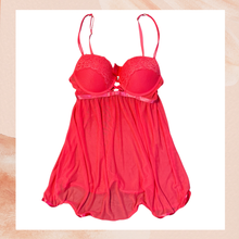 Cargue la imagen en el visor de la galería, Daisy Fuentes Hot Pink Sheer Babydoll Bustier Lingerie (Pre-Loved) Size M
