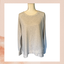 Load image into Gallery viewer, Danskin Gray Striped Light Knit T-Shirt (Pre-Loved) Size XL

