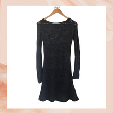 Carregue a imagem no visualizador da Galeria, Dark Gray Open Crochet Knit Sweater Dress (Pre-Loved) OS
