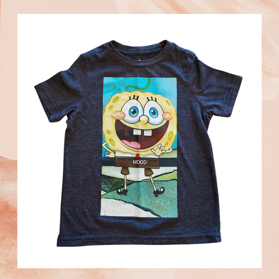 Dark Gray SpongeBob Mood Graphic T-Shirt (Pre-Loved) XS 4/5 (Boy's)