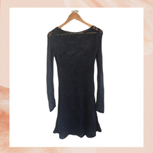 Carregue a imagem no visualizador da Galeria, Dark Gray Open Crochet Knit Sweater Dress (Pre-Loved) OS
