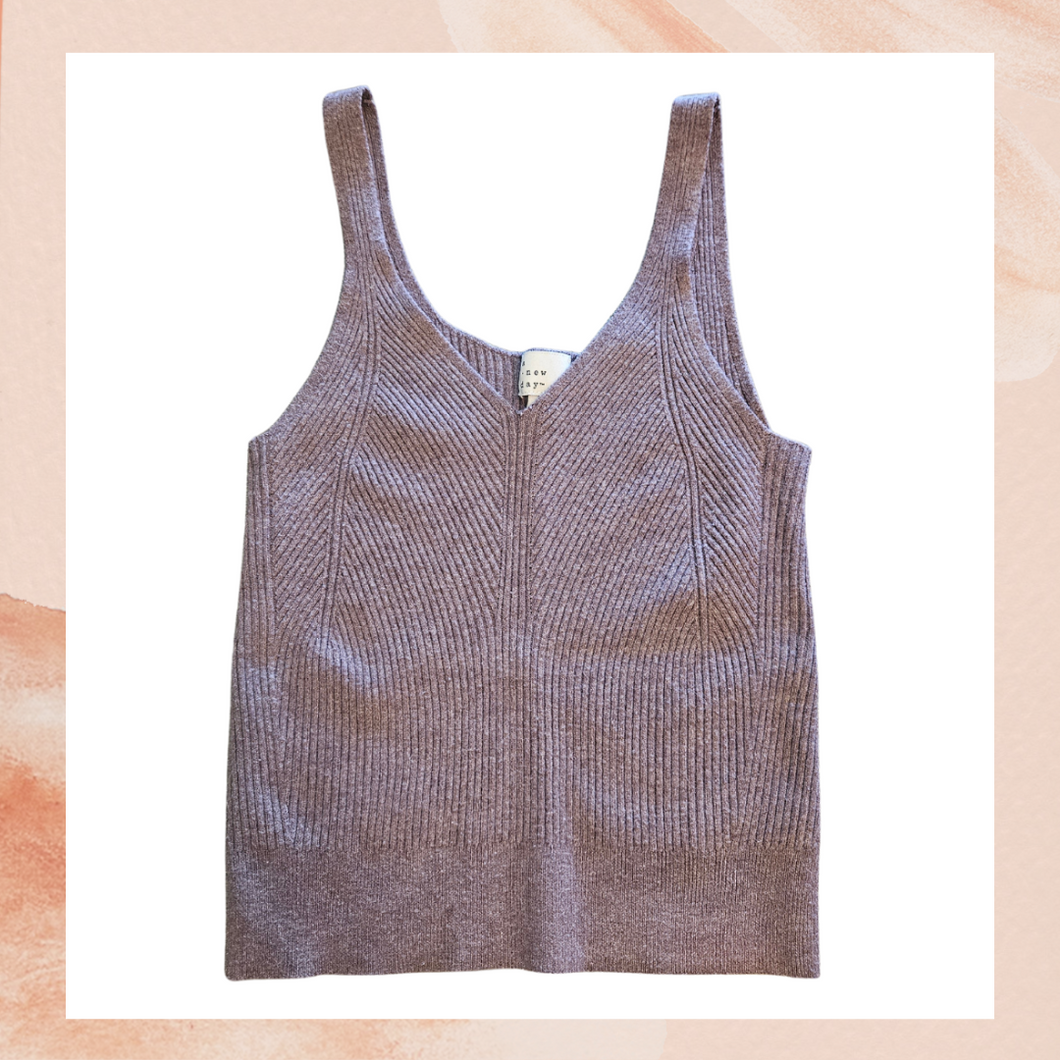 Deep Mauve Soft Ribbed Cropped Tank Top (Pre-Loved) XS